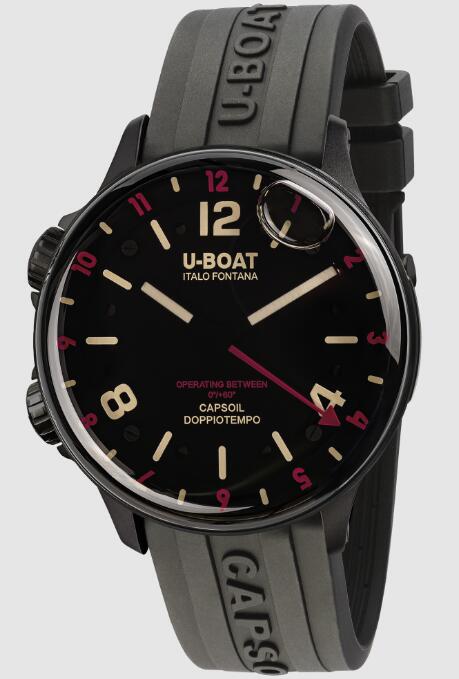 Review U-Boat CAPSOIL DOPPIOTEMPO 45MM DLC RED REHAUT 8841/A Replica Watch - Click Image to Close